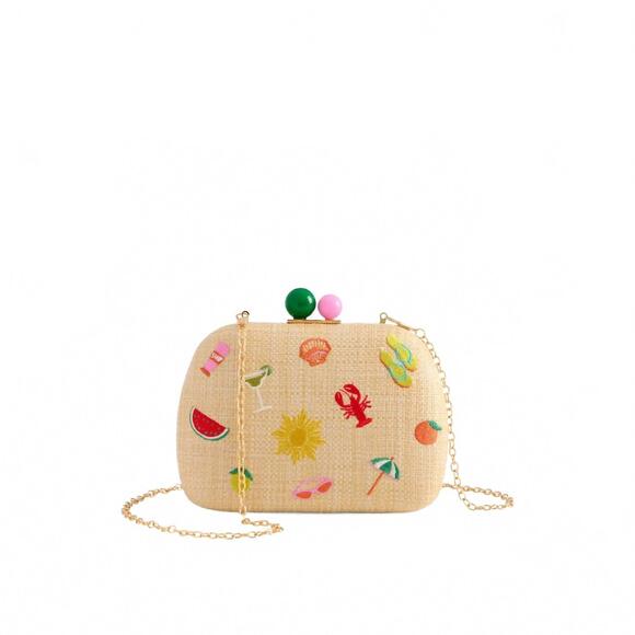 NEW SHIRALEAH women\'s calypso minaudière clutch bag in beige